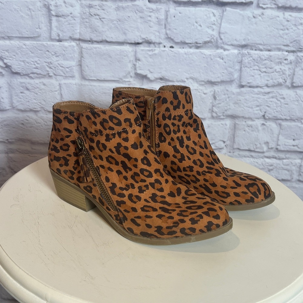 Arizona Jean Co Cadman Leopard Print Side-Zip Ankle Booties Women's 7½M